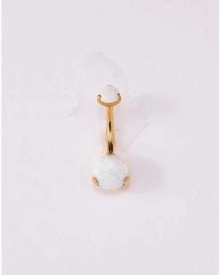 Flash Sale 😀 Double Opal-Effect Goldplated Titanium Belly Ring - 14 Gauge 👍