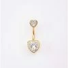 Outlet 🥰 CZ Cluster Double Heart Belly Ring - 14 Gauge ⭐ -Playboy Shop 03844040 a