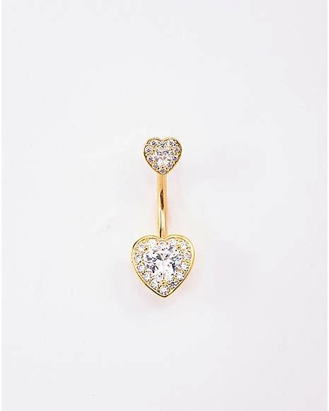 Outlet π₯° CZ Cluster Double Heart Belly Ring - 14 Gauge β 3 Outlet π₯° CZ Cluster Double Heart Belly Ring - 14 Gauge β
