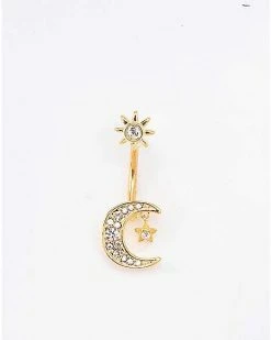Top 10 🤩 CZ Cluster Solar System Belly Ring - 14 Gauge ⭐