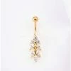 Best Pirce 😉 Triple CZ Leaves Titanium Dangle Belly Ring - 14 Gauge 💯 -Playboy Shop 03844073 a