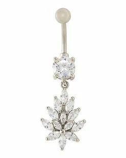 Brand new ⭐ Prong CZ Flower Petals Dangle Belly Ring - 14 Gauge 😉