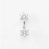 Budget ⭐ Double CZ Flower Titanium Belly Ring - 14 Gauge 🔥 -Playboy Shop 03844107 a