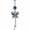 Coupon 🛒 Blue CZ Butterfly Dangle Belly Ring - 14 Gauge ❤️ -Playboy Shop 03844164 a