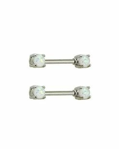 Outlet 🎉 White Opal-Effect Nipple Barbells 1 Pair - 14 Gauge ⭐ -Playboy Shop 03844396 b