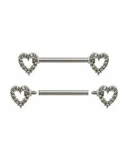 Deals 🥰 Clear CZ Heart Nipple Barbells - 14 Gauge 🔔 -Playboy Shop 03844412 a