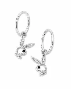 Top 10 🥰 CZ Playboy Cutout Hoop Dangle Earrings - 18 Gauge 🔥