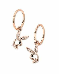 Promo ✨ Rose Gold Playboy Bunny Cutout Dangle Earrings - 18 Gauge 🔥