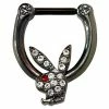 Promo ✔️ CZ Black Playboy Clicker Septum Ring - 16 Gauge ✨ -Playboy Shop 03857265 a