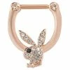 New 🎁 CZ Rose Gold Playboy Bunny Clicker Septum Ring - 16 Gauge 🎉 -Playboy Shop 03857281 a