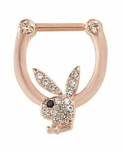 New 🎁 CZ Rose Gold Playboy Bunny Clicker Septum Ring - 16 Gauge 🎉