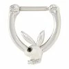 Deals 🤩 Silvertone Playboy Bunny Clicker Septum Ring - 16 Gauge ❤️ -Playboy Shop 03857307 a