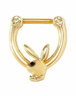Hot Sale 🔔 Gold Plated Playboy Bunny Clicker Septum Ring - 16 Gauge 🎉