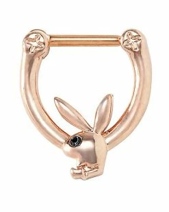 Discount ⭐ Rose Gold Playboy Bunny Clicker Septum Ring - 16 Gauge ✨