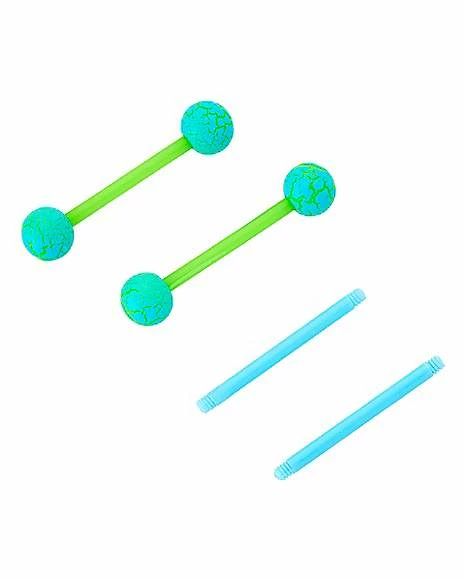 Discount π Bioflex Blue and Green Nipple Barbells with Extra Pins - 14 Gauge β¨ 4 Discount π Bioflex Blue and Green Nipple Barbells with Extra Pins - 14 Gauge β¨ - Image 2