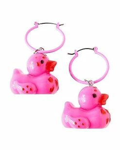 Brand new 🥰 Pink Hearts Rubber Duck Dangle Earrings - 18 Gauge ❤️