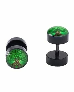 Cheapest π Black and Green Tree Fake Plugs - 16 Gauge π₯