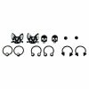 Buy 😀 Multi-Pack CZ Skull and Cat Studs Horseshoe Rings and Captive Rings 6 Pair - 18 Gauge ❤️ -Playboy Shop 03868486 a