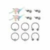 Brand new 🥰 Multi-Pack CZ Dino Studs Horseshoe Rings and Captive Rings 6 Pair - 18 Gauge 🎁 -Playboy Shop 03868569 a