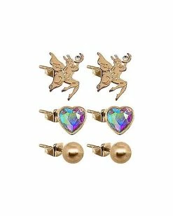 Promo 👍 Multi-Pack Fairy Heart Stud Earrings 3 Pack - 18 Gauge 🎉