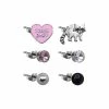 Cheap 😉 Multi-Pack CZ Raccoon and Heart Stud Earrings 6 Pack - 18 Gauge 🤩 -Playboy Shop 03868601 a