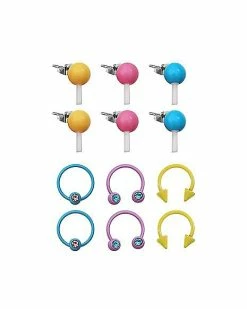 Best reviews of 🎁 Multi Pack CZ Assorted Lollipop Horseshoe Captive and Stud Earrings 6 Pack - 18 Gauge 🔔