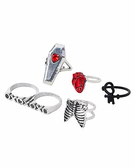 Deals π Multi-Pack Coffin Ribs Heart Rings - 5 Pack β 3 Deals π Multi-Pack Coffin Ribs Heart Rings - 5 Pack β
