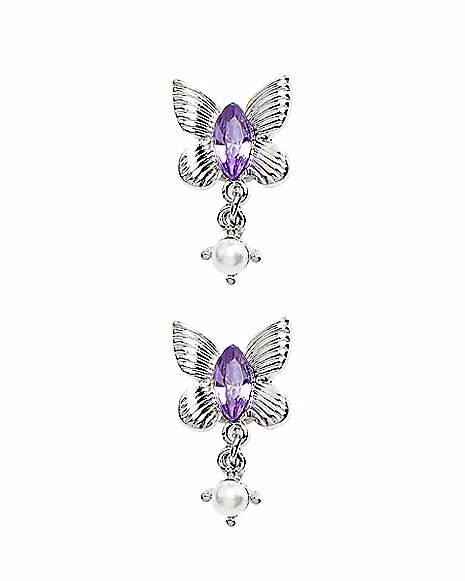 Outlet ✨ Purple Butterfly Dangle Fake Plugs - 18 Gauge ✨ 3 Outlet ✨ Purple Butterfly Dangle Fake Plugs - 18 Gauge ✨