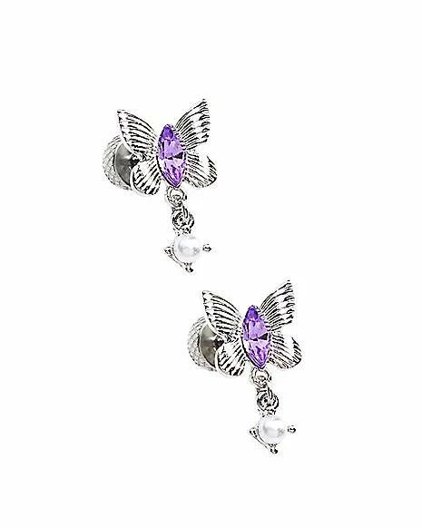 Outlet ✨ Purple Butterfly Dangle Fake Plugs - 18 Gauge ✨ 4 Outlet ✨ Purple Butterfly Dangle Fake Plugs - 18 Gauge ✨ - Image 2