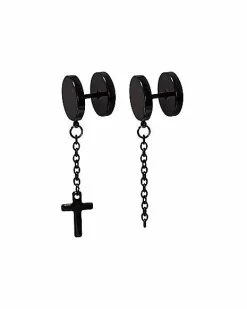 Wholesale ⭐ Black Cross Mismatch Chain Dangle Fake Plugs - 18 Gauge 🛒 -Playboy Shop 03869005 b