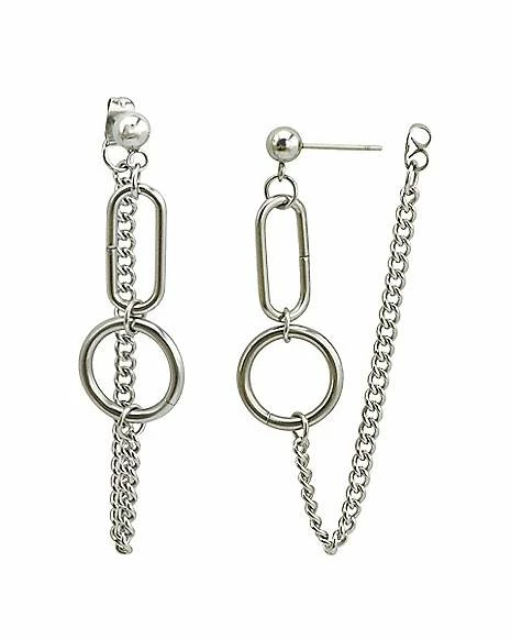Cheapest π€© Double Hoop Chain Dangle Earrings - 18 Gauge π 3 Cheapest π€© Double Hoop Chain Dangle Earrings - 18 Gauge π