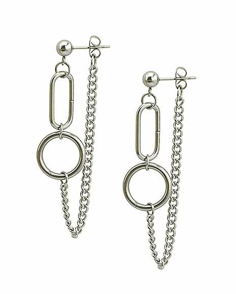 Cheapest π€© Double Hoop Chain Dangle Earrings - 18 Gauge π 4 Cheapest π€© Double Hoop Chain Dangle Earrings - 18 Gauge π - Image 2