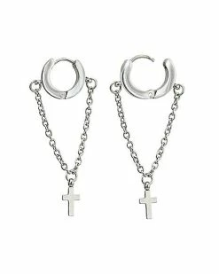 Top 10 ❤️ Chain Cross Dangle Hoop Huggie Earrings - 18 Gauge ❤️ 5 Top 10 ❤️ Chain Cross Dangle Hoop Huggie Earrings - 18 Gauge ❤️ -Playboy Shop 03869542 b