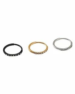Best Pirce ⭐ Multi-Pack CZ Black Silver Goldtone Hoop Earrings 6 Pack - 20 Gauge ✨ 5 Best Pirce ⭐ Multi-Pack CZ Black Silver Goldtone Hoop Earrings 6 Pack - 20 Gauge ✨ -Playboy Shop 03869872 b