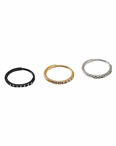 Best Pirce ⭐ Multi-Pack CZ Black Silver Goldtone Hoop Earrings 6 Pack - 20 Gauge ✨ 4 Best Pirce ⭐ Multi-Pack CZ Black Silver Goldtone Hoop Earrings 6 Pack - 20 Gauge ✨ - Image 2