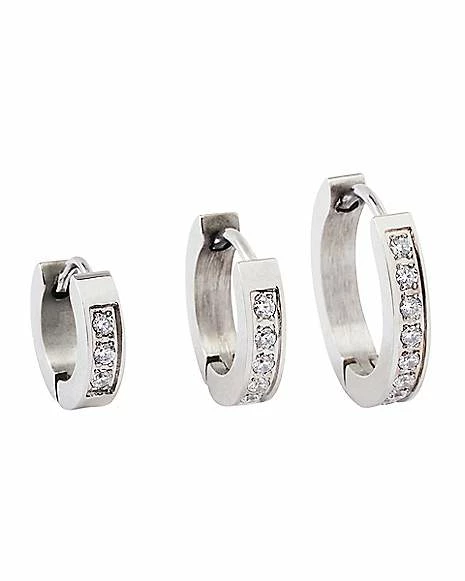 Buy β¨ Multi-Pack Square CZ Huggie Earrings 3 Pair - 18 Gauge π 3 Buy β¨ Multi-Pack Square CZ Huggie Earrings 3 Pair - 18 Gauge π