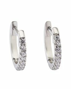 Best Pirce 😀 CZ Prong Silverplated Huggie Earrings - 18 Gauge 🌟