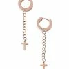 Brand new 🎁 Rose Gold Huggie Cross Dangle Earrings - 18 Gauge ✨ -Playboy Shop 03869948 a