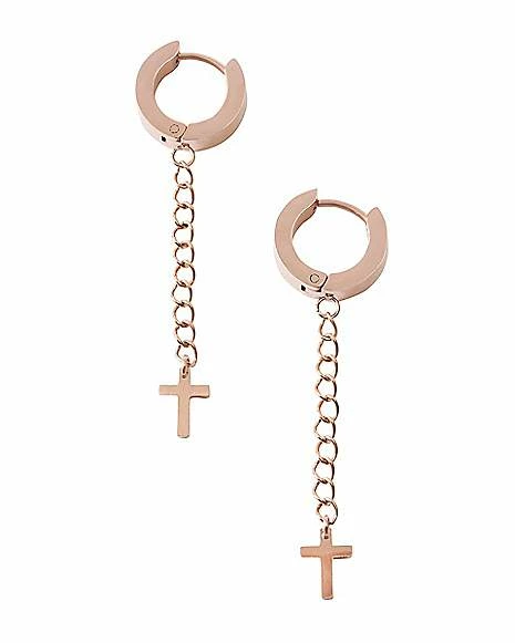 Brand new π Rose Gold Huggie Cross Dangle Earrings - 18 Gauge β¨ 3 Brand new π Rose Gold Huggie Cross Dangle Earrings - 18 Gauge β¨