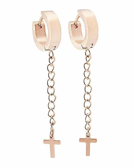 Brand new π Rose Gold Huggie Cross Dangle Earrings - 18 Gauge β¨ 4 Brand new π Rose Gold Huggie Cross Dangle Earrings - 18 Gauge β¨ - Image 2