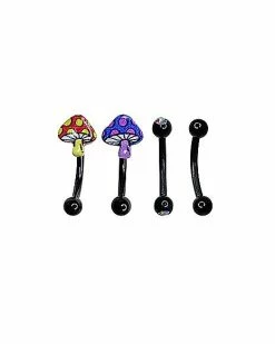 Budget 🥰 Multi-Pack CZ Mushroom Curved Barbells 4 Pack - 16 Gauge 🥰 -Playboy Shop 03871076 B