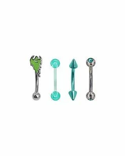 Budget π Multi-Pack Glow in the Dark Ghost Curved Barbells 4 Pack - 16 Gauge β