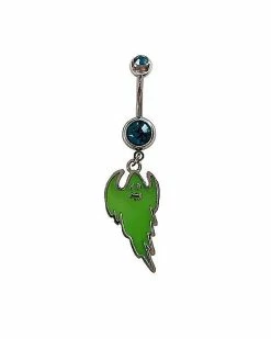 Buy 👍 Glow in the Dark CZ Ghost Dangle Belly Ring - 14 Gauge 😉