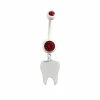 Flash Sale 🎁 Red CZ Tooth Dangle Belly Ring - 14 Gauge 🥰