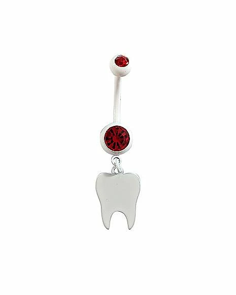 Flash Sale π Red CZ Tooth Dangle Belly Ring - 14 Gauge π₯° 3 Flash Sale π Red CZ Tooth Dangle Belly Ring - 14 Gauge π₯°