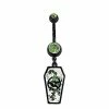 Cheap 🛒 Green CZ Coffin Dangle Belly Ring - 14 Gauge 👍