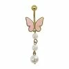 Budget 🤩 Butterfly Pearl Dangle Belly Ring - 14 Gauge ✨ -Playboy Shop 03871282 A