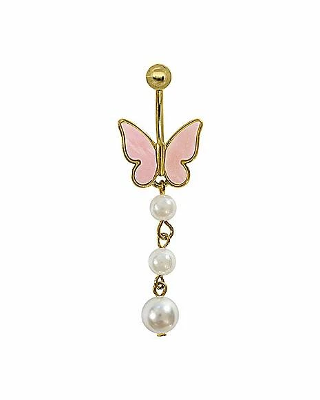Budget π€© Butterfly Pearl Dangle Belly Ring - 14 Gauge β¨ 3 Budget π€© Butterfly Pearl Dangle Belly Ring - 14 Gauge β¨