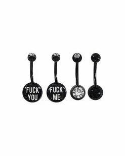 Budget ❤️ Multi-Pack Fuck Me Belly Rings 4 Pack - 14 Gauge ✨