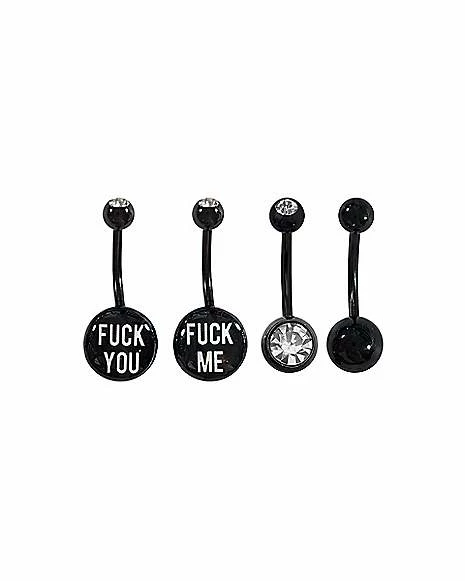 Budget ❤️ Multi-Pack Fuck Me Belly Rings 4 Pack - 14 Gauge ✨ 3 Budget ❤️ Multi-Pack Fuck Me Belly Rings 4 Pack - 14 Gauge ✨